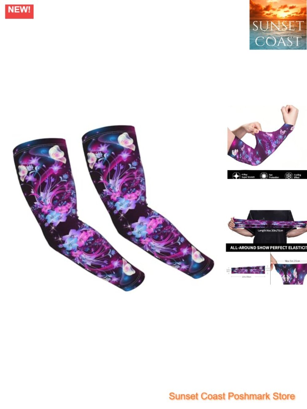Cooling UPF Arm Sleeves for Women Men Garden Sports Non-Slip 93% Polyester